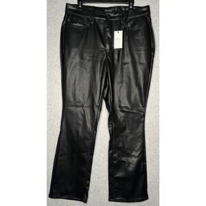 Judy Blue women’s faux leather black pants straight leg high rise 16W NWT